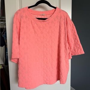 Easel Coral Floral Pattern Short Sleeve Tee, Loose Fit, Size L